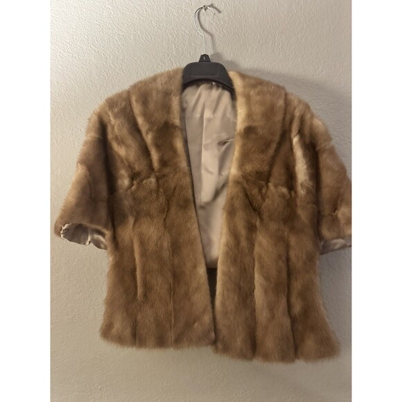 Vintage 60’s Mink Fur Capelette Wrap Shawl w/Pockets & Fur Label Authority Tag - Picture 1 of 5